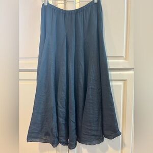 CP shades 100% linen midi Elegant Navy Blue Women's Skirt. Large